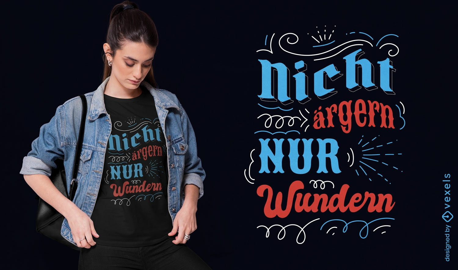 T-Shirt-Design mit deutschem Phrasen-Schriftzug