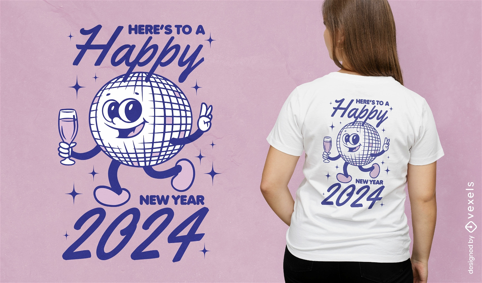 Design de camiseta de feliz ano novo de 2024