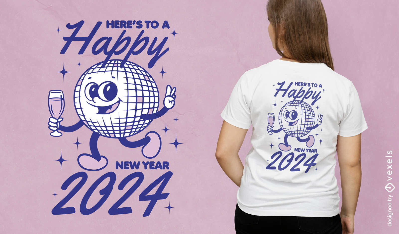 Feliz año nuevo 2024 diseño de camiseta.