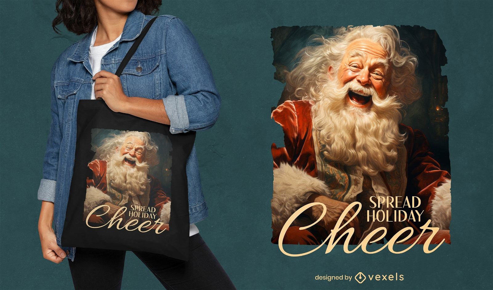 Joyful Santa tote bag design