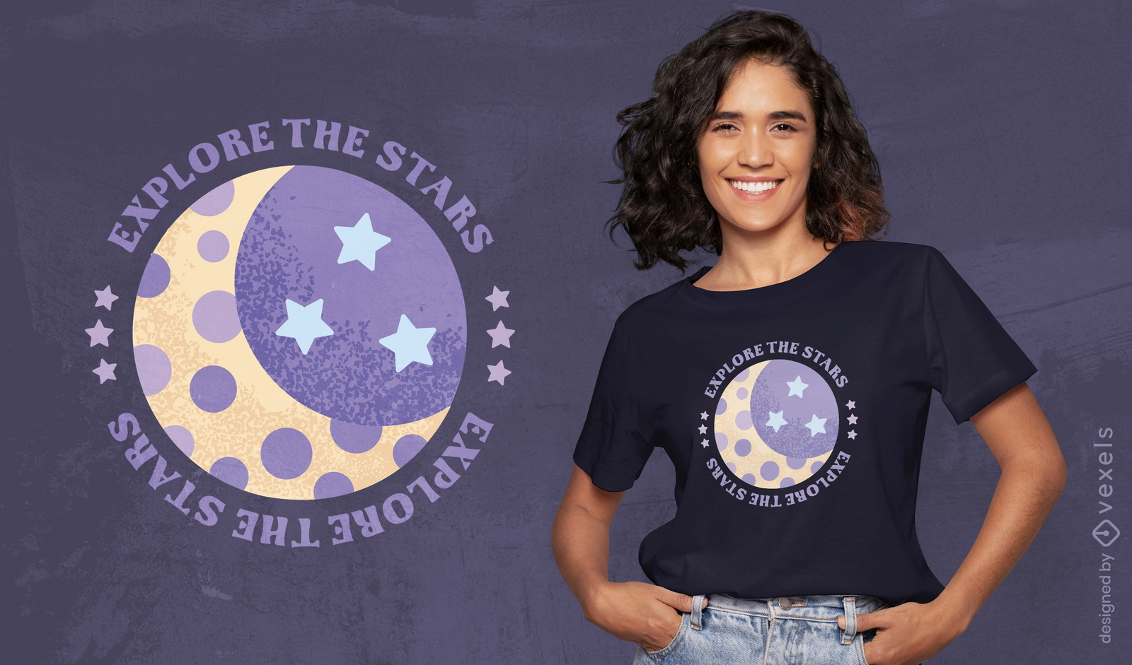 Design de camiseta com cita??o de explora??o de estrelas