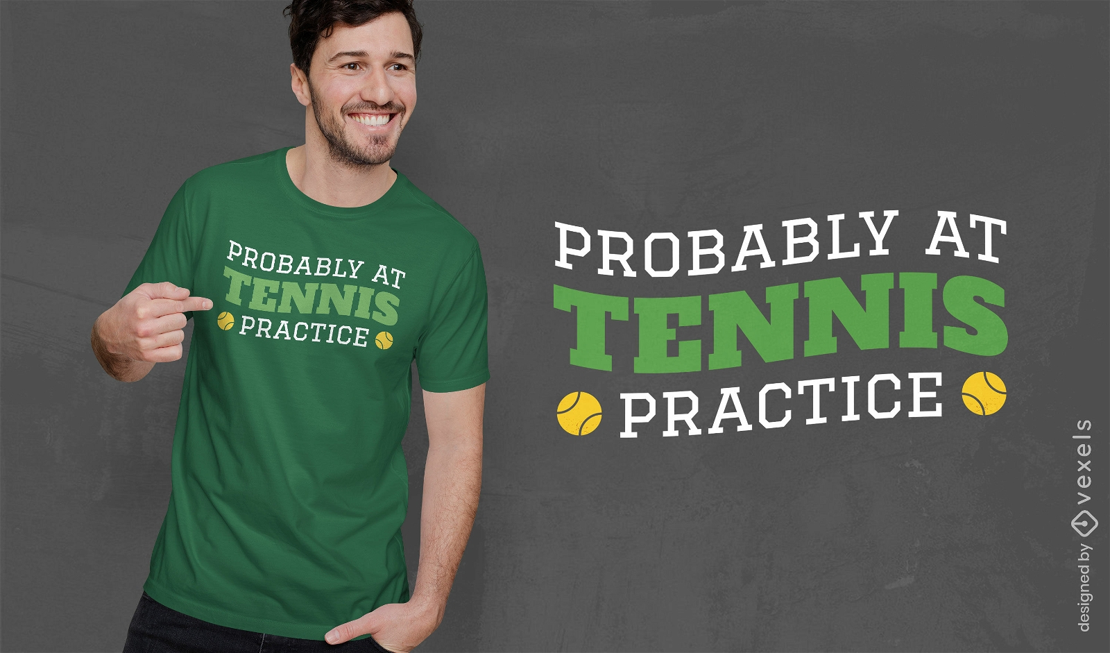 Diseño de camiseta con lema de práctica de tenis.