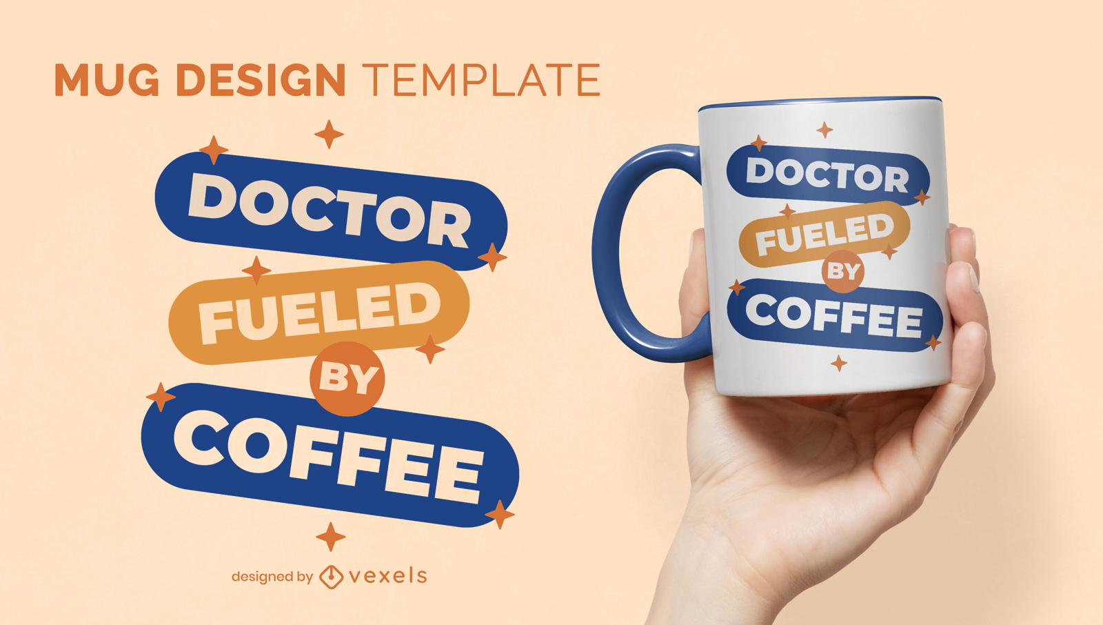 Médico energizante alimentado pelo design da caneca de café