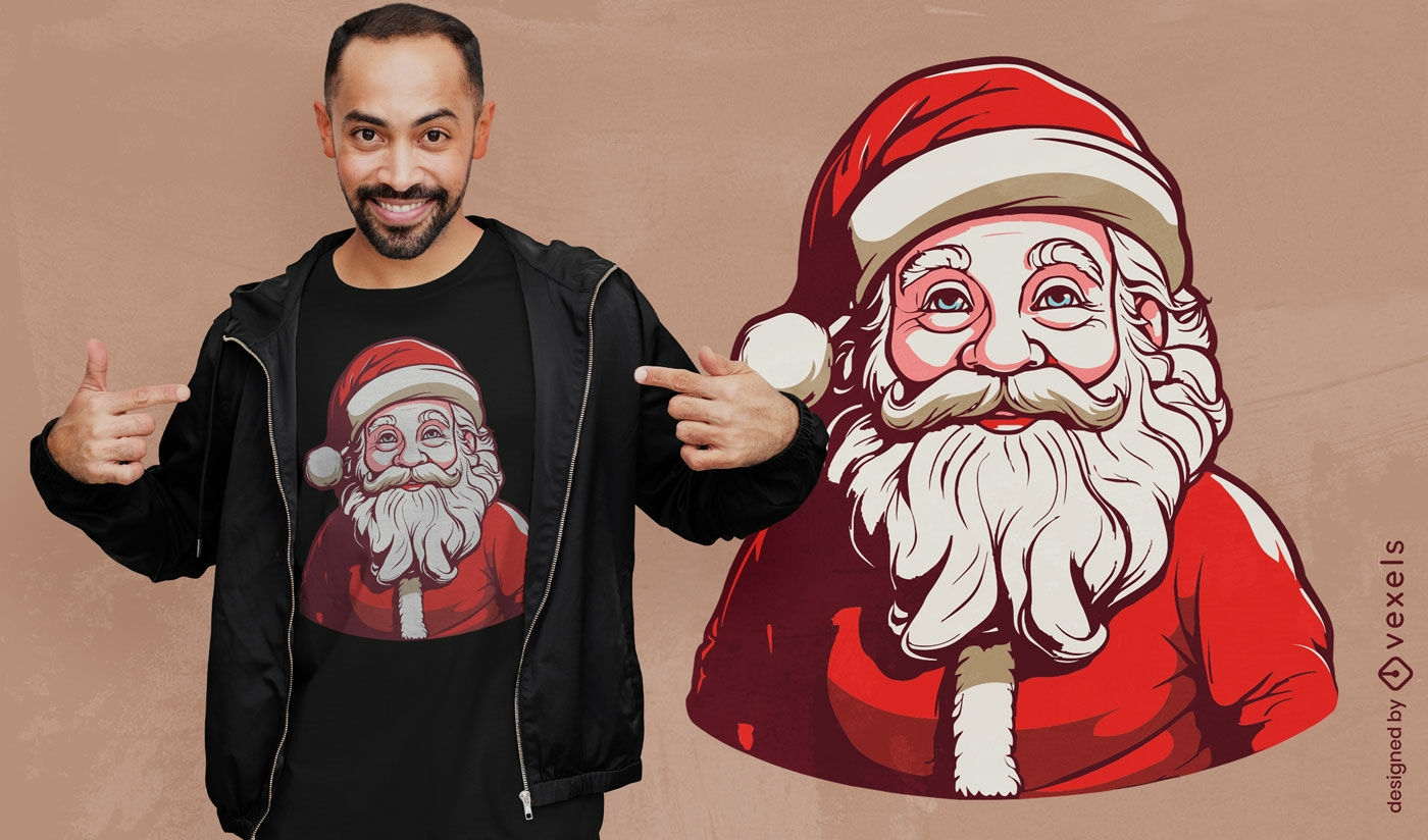 Diseño de camiseta festiva de Papá Noel.