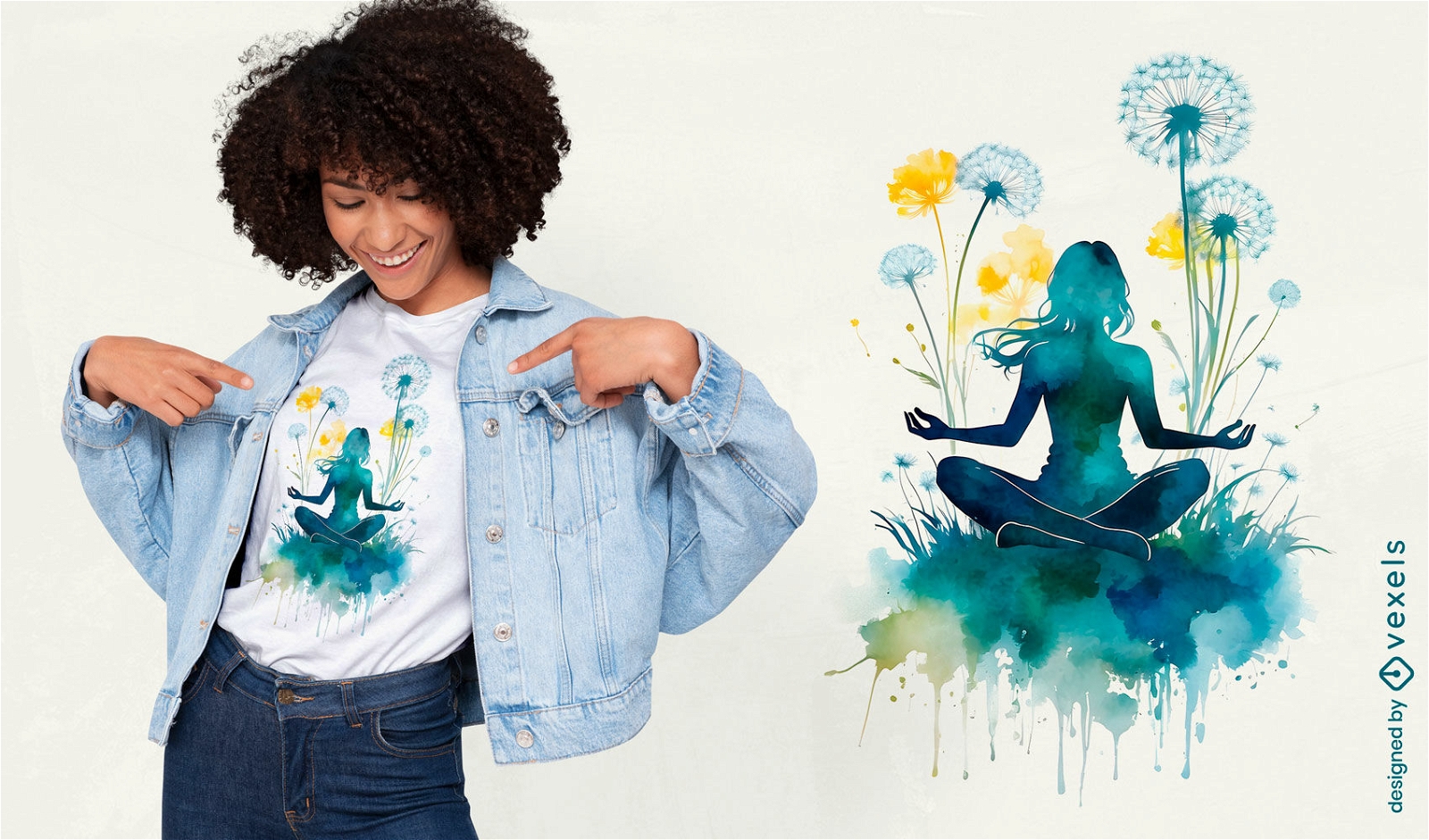 Design de camiseta em aquarela para ioga e meditação