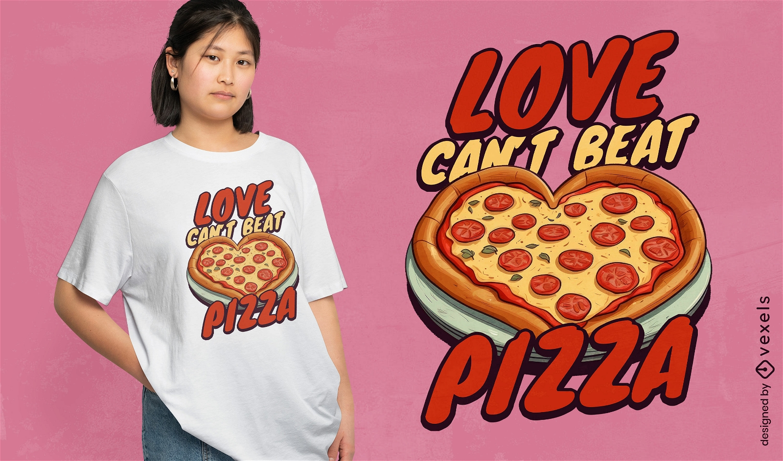 Love can't beat pizza t-shirt design