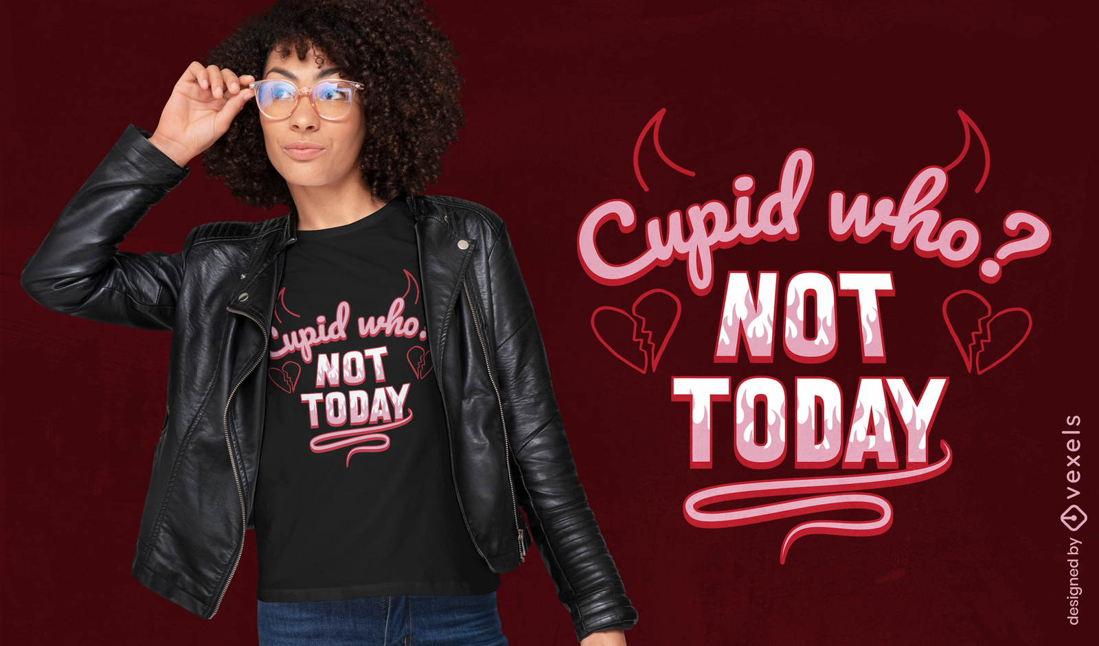 Diseño de camiseta atrevida con cita anti-Cupido.