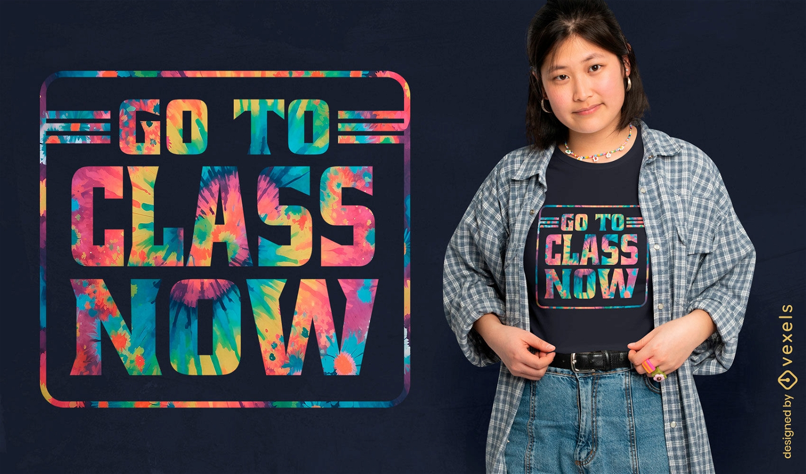 Design de camiseta com mensagem de aula tie-dye