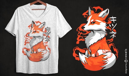 Artistic Japanese fox t-shirt design
