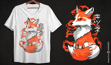 Artistic Japanese fox t-shirt design