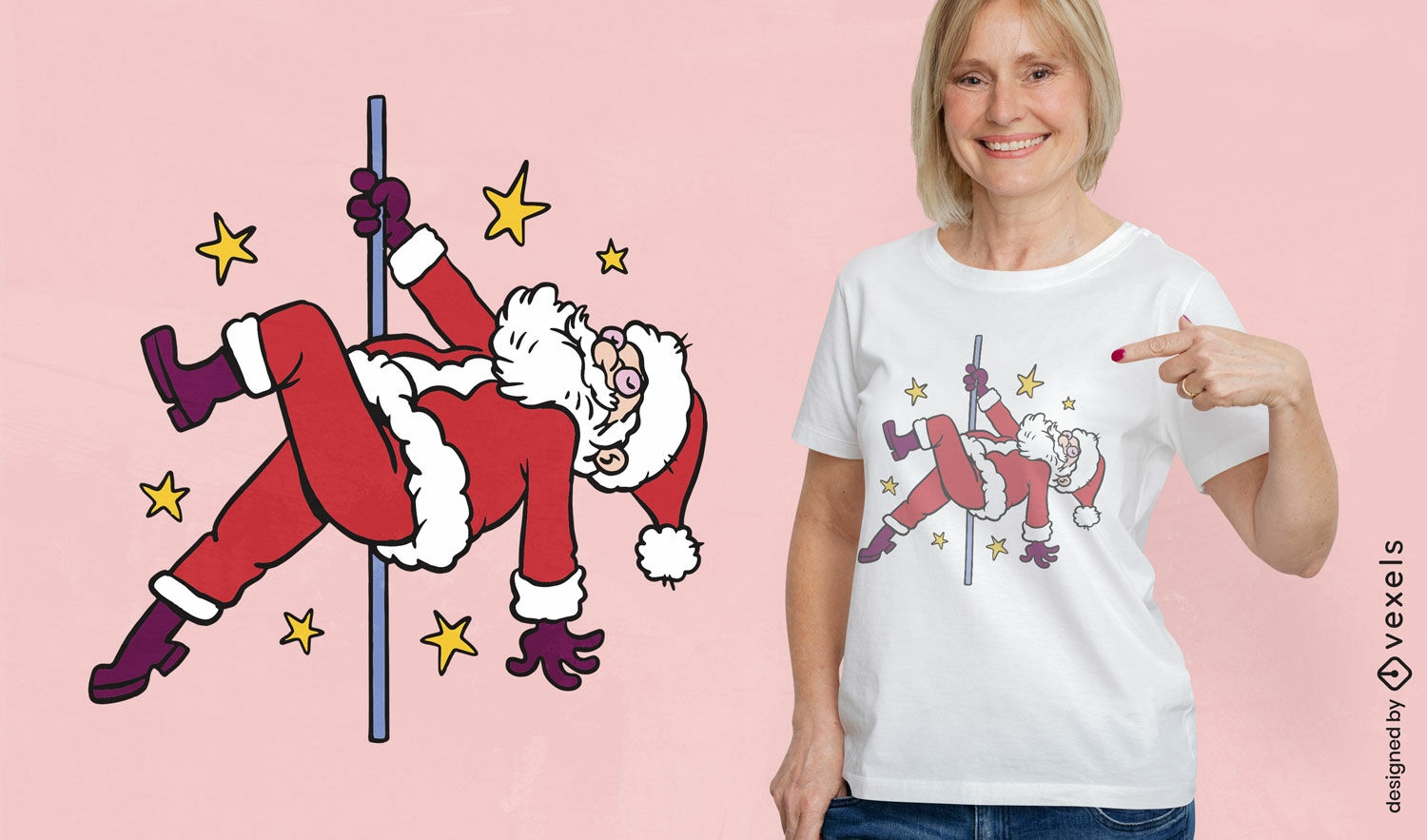 Diseño de camiseta de baile navideño de Papá Noel.