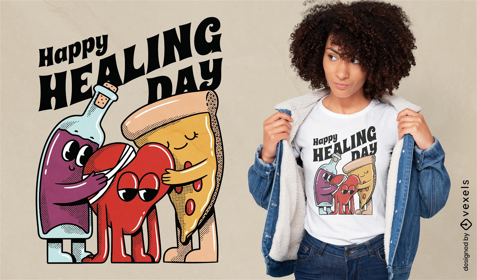 Design divertido de camiseta de desenho animado para o dia da cura