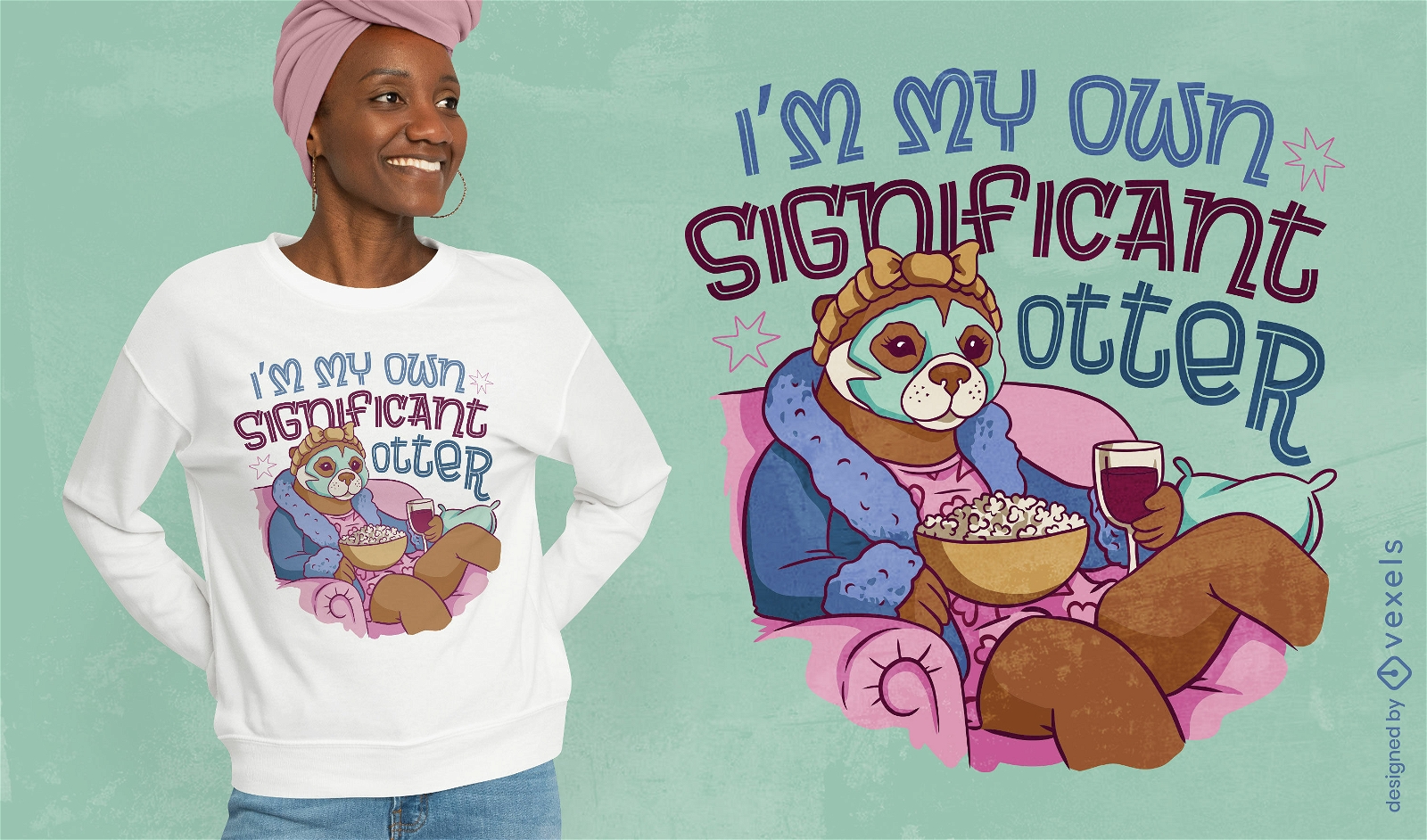 Gemütliches Otter-Wortspiel-T-Shirt-Design