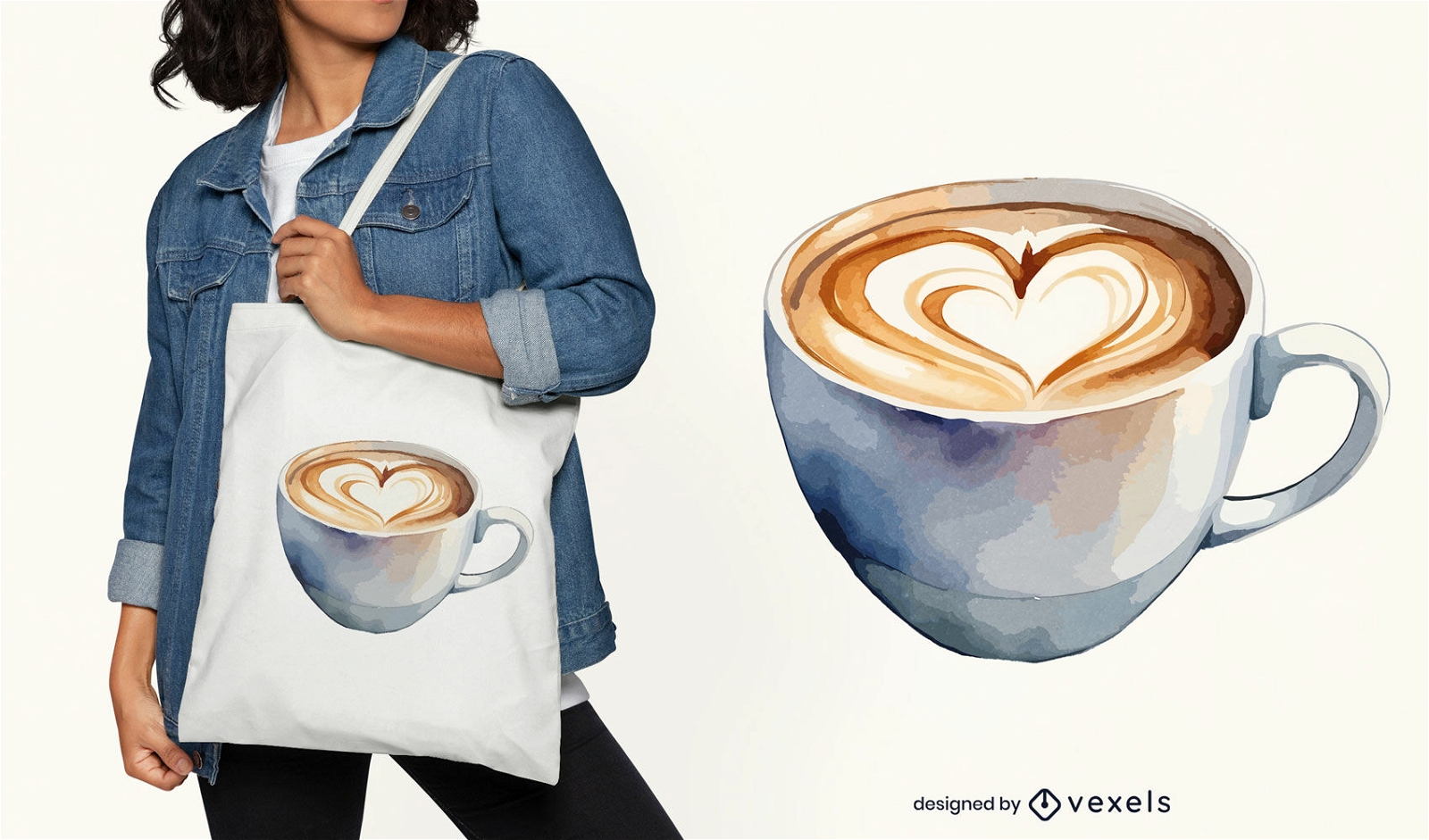Diseño de bolso tote con arte latte