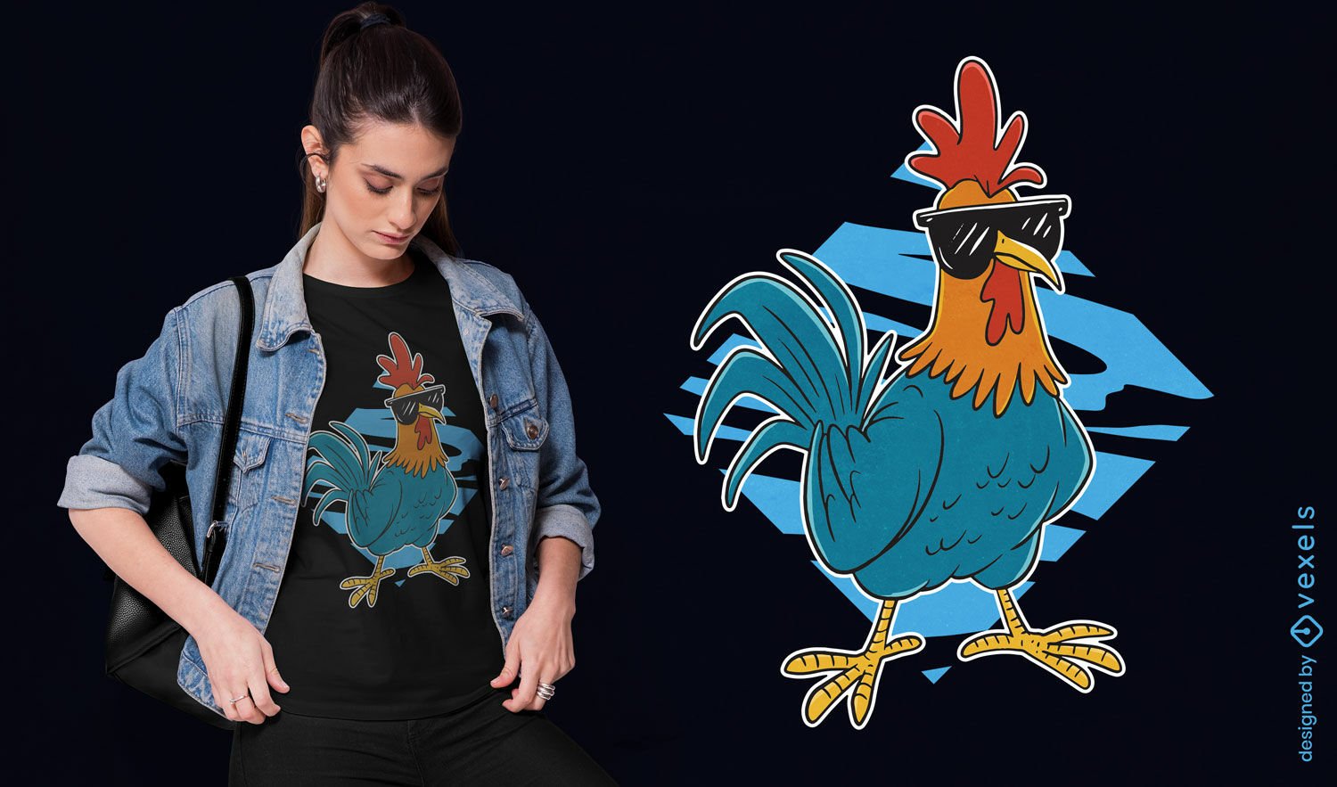 Genial diseño de camiseta de gallo.