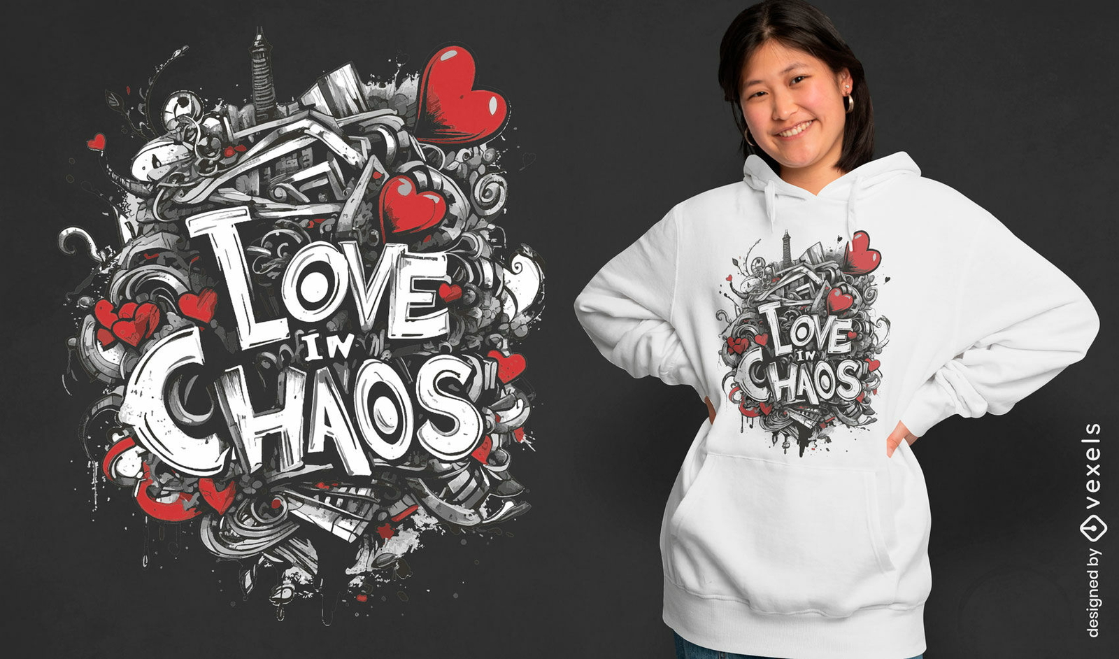 Diseño de camiseta graffiti art love.