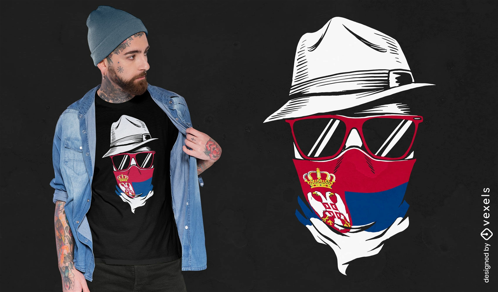 Stilvolles T-Shirt-Design eines serbischen Mannes