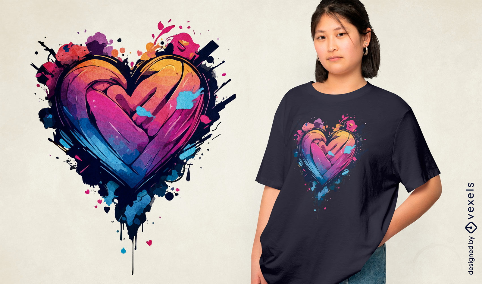 Diseño de camiseta de corazón abstracto.