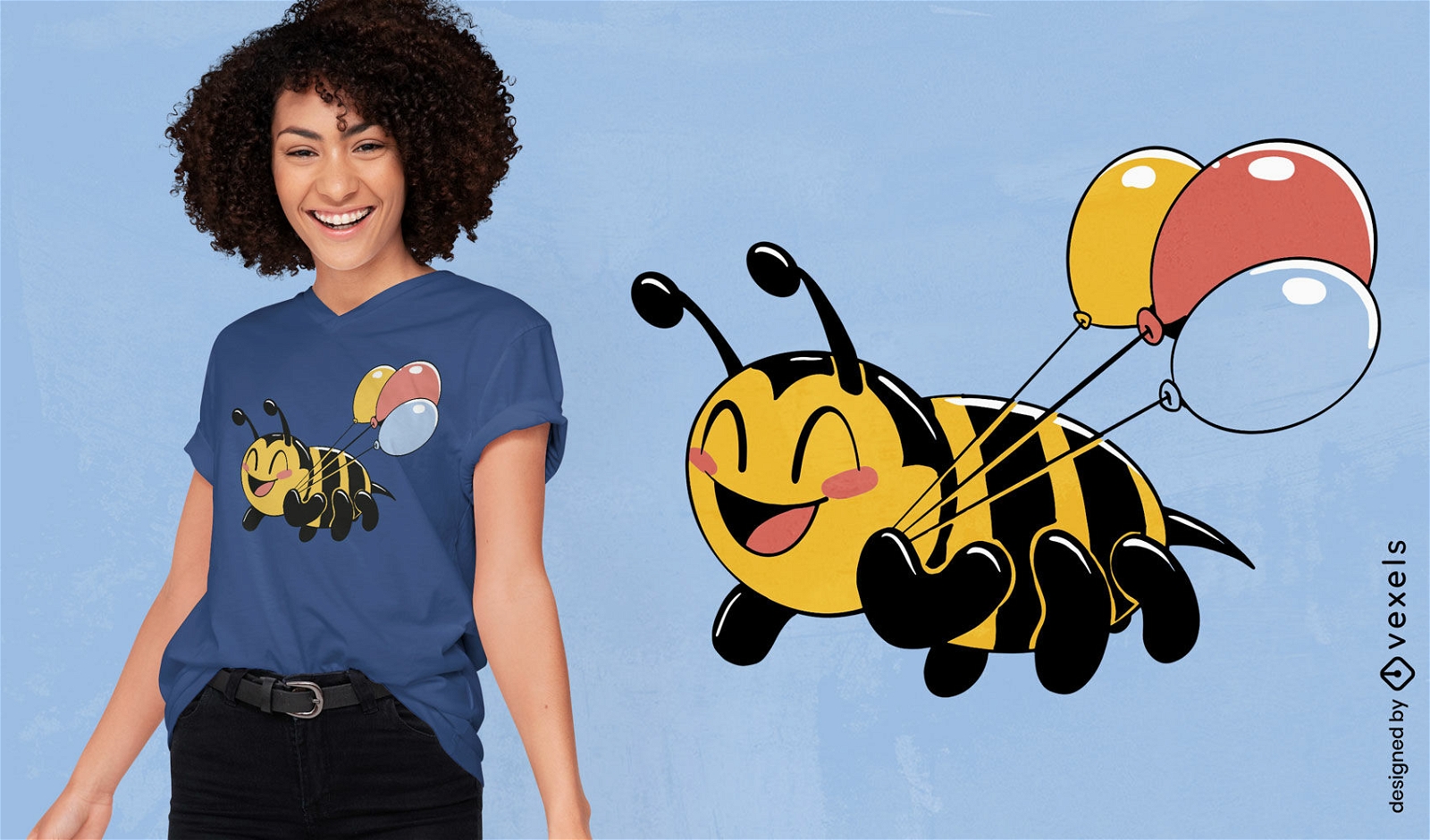 Diseño de camiseta de abejorro con globos.