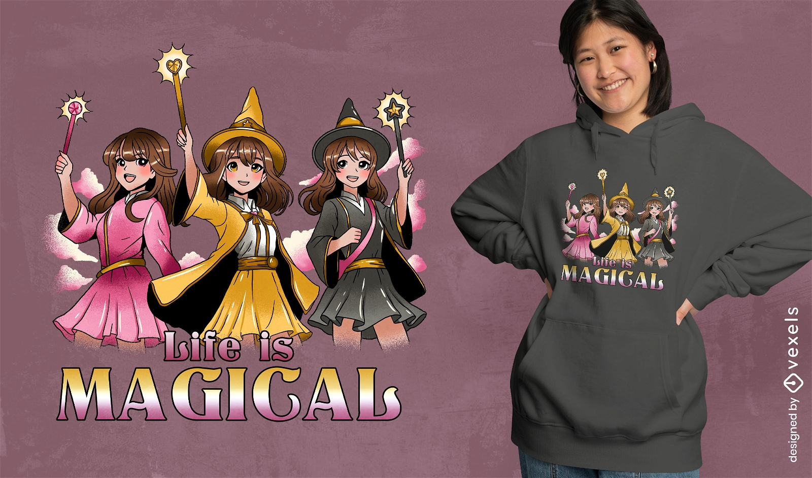 Diseño de camiseta de escuadrón de chicas mágicas.