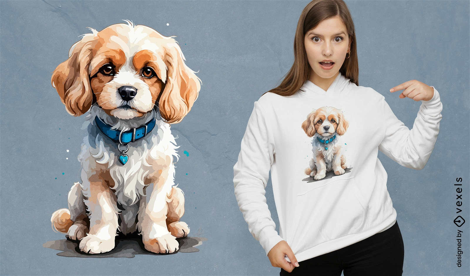 Diseño de camiseta de cachorro cavachon.