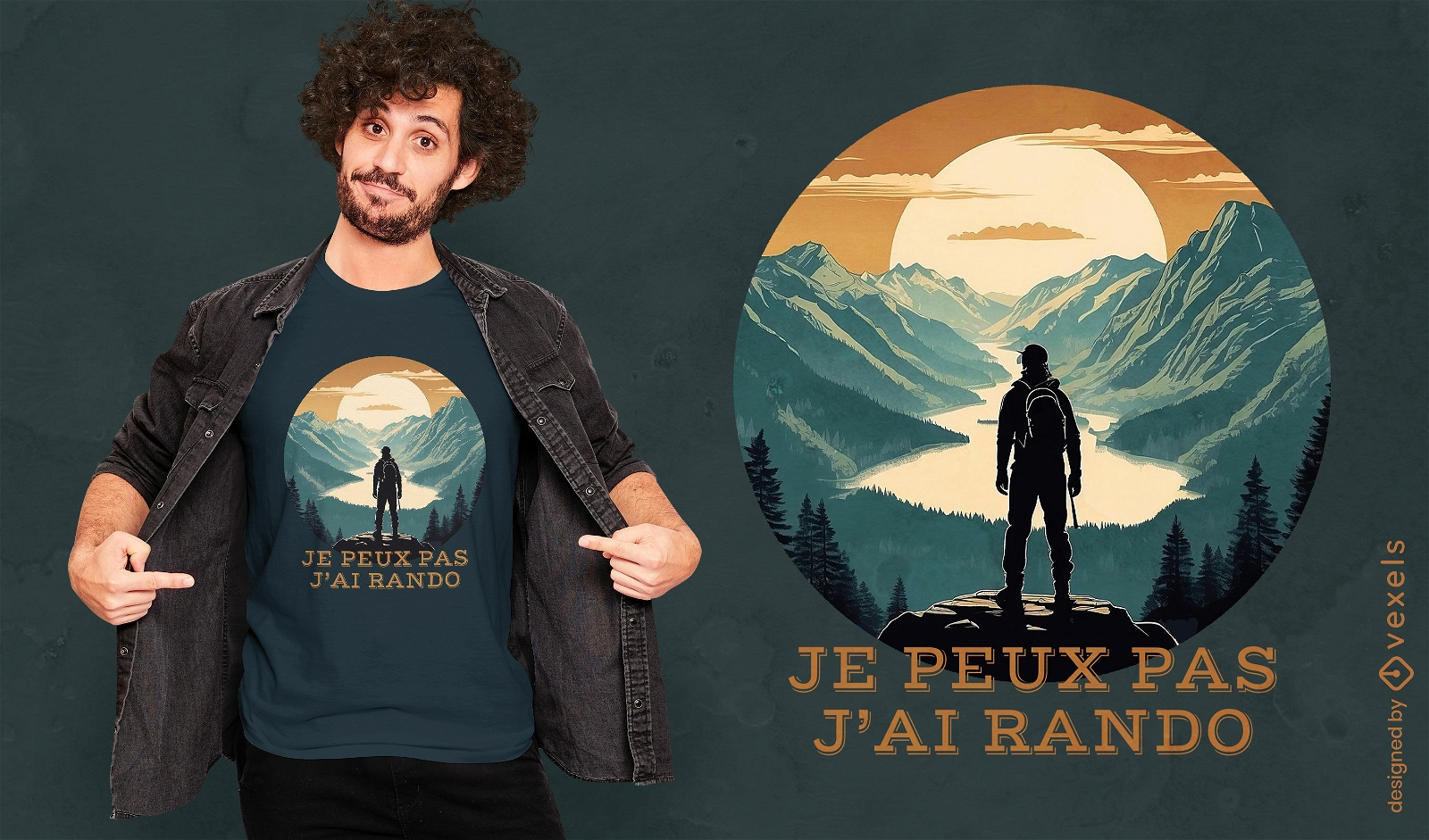 Design inspirador de camisetas para caminhadas nas montanhas