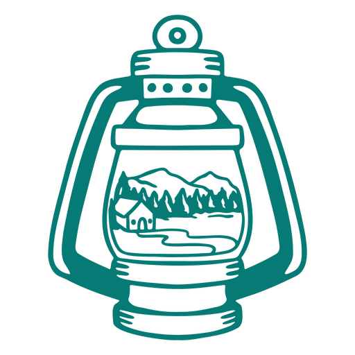 Lanterna vintage com ilustração de paisagem Desenho PNG