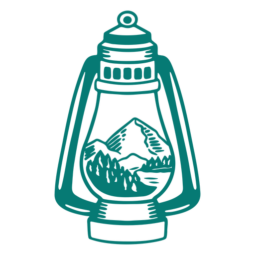 Rustic lantern illustration with nature scene t-shirt design PNG Design