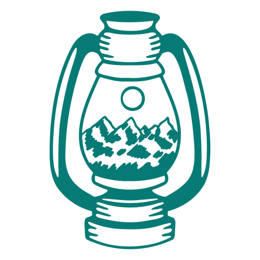 Öllampendesign mit malerischer Bergillustration PNG-Design