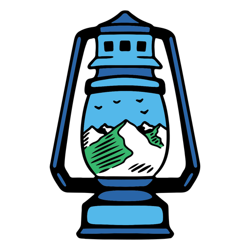 Lanterna vintage com ilustração de paisagem de montanha Desenho PNG