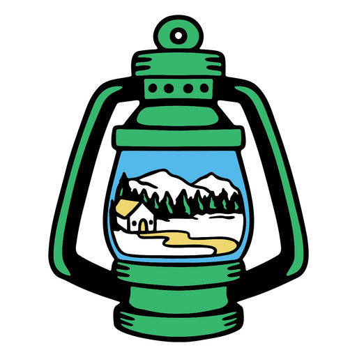 Estampa de paisagem natural dentro de lanterna para camiseta, ideal para entusiastas de atividades ao ar livre. Desenho PNG