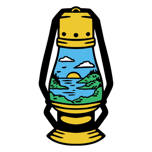 Lanterna vintage com ilustração de paisagem Desenho PNG