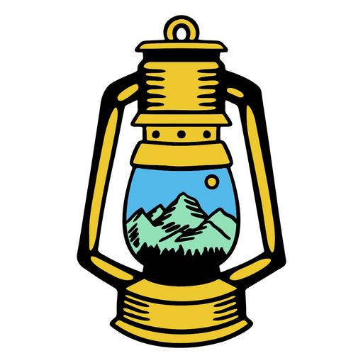 Lanterna vintage com desenho de paisagem de montanha Desenho PNG