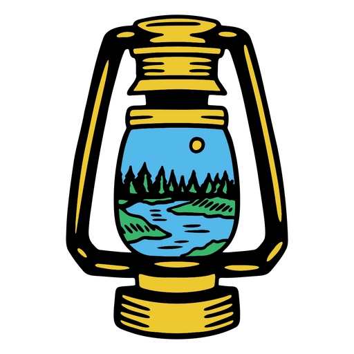 Ilustração vintage de lanterna com tema da natureza Desenho PNG