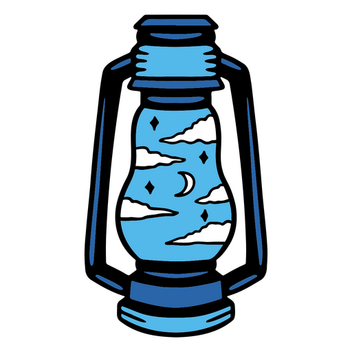 Diseño de linterna vintage con nubes y luna. Diseño PNG