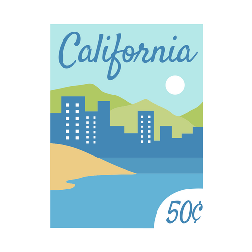 design de selo postal da Califórnia Desenho PNG