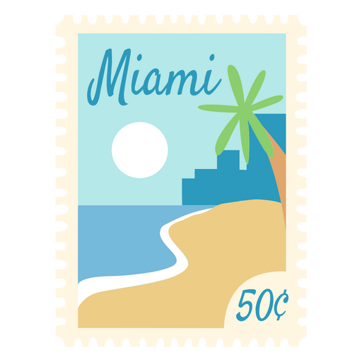 Elegante diseño de sello de Miami Beach Diseño PNG