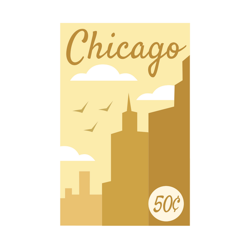 desenho de selo com o horizonte da cidade de Chicago Desenho PNG