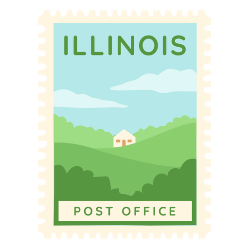 Illustrative postage stamp design highlighting illinois PNG Design