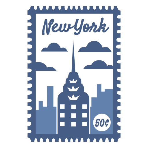 Diseño de sello postal vintage con el horizonte de la ciudad de Nueva York Diseño PNG