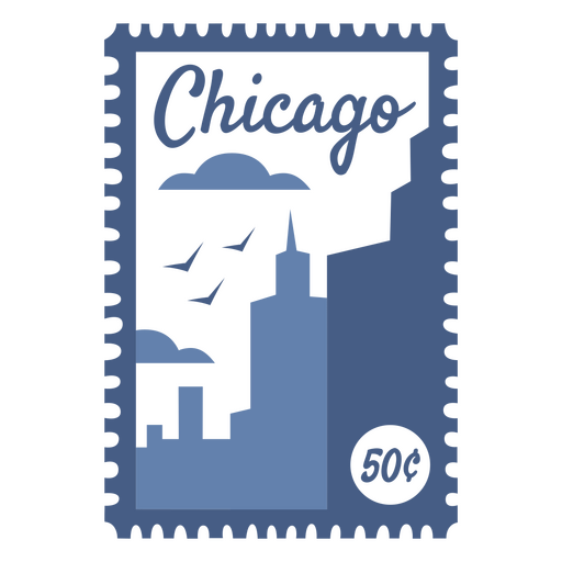 Briefmarkendesign mit Chicago-Skyline PNG-Design