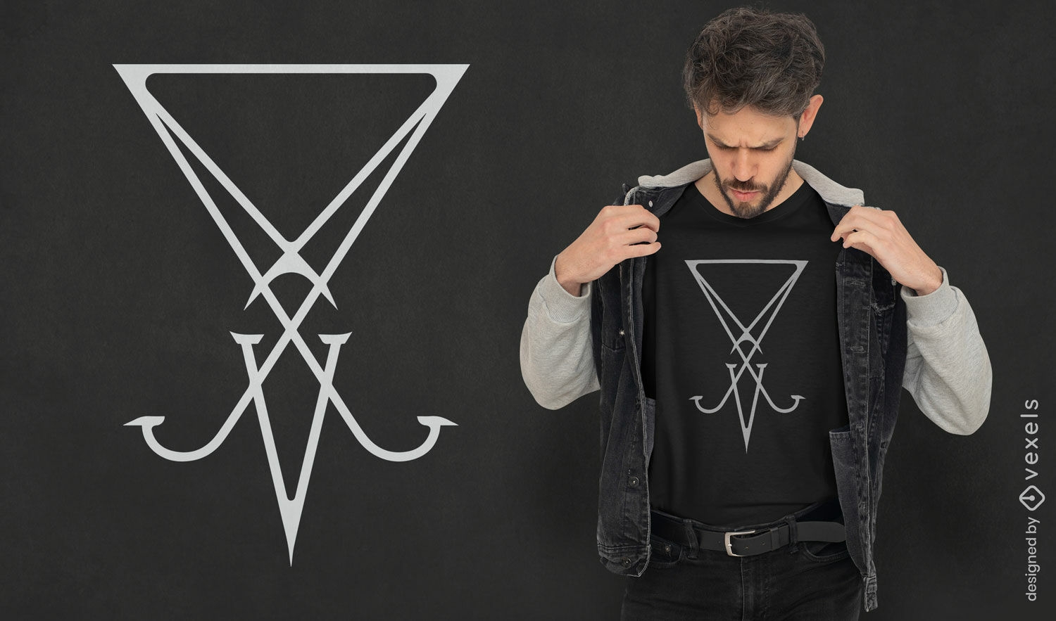 Design de camiseta com símbolo de Lúcifer