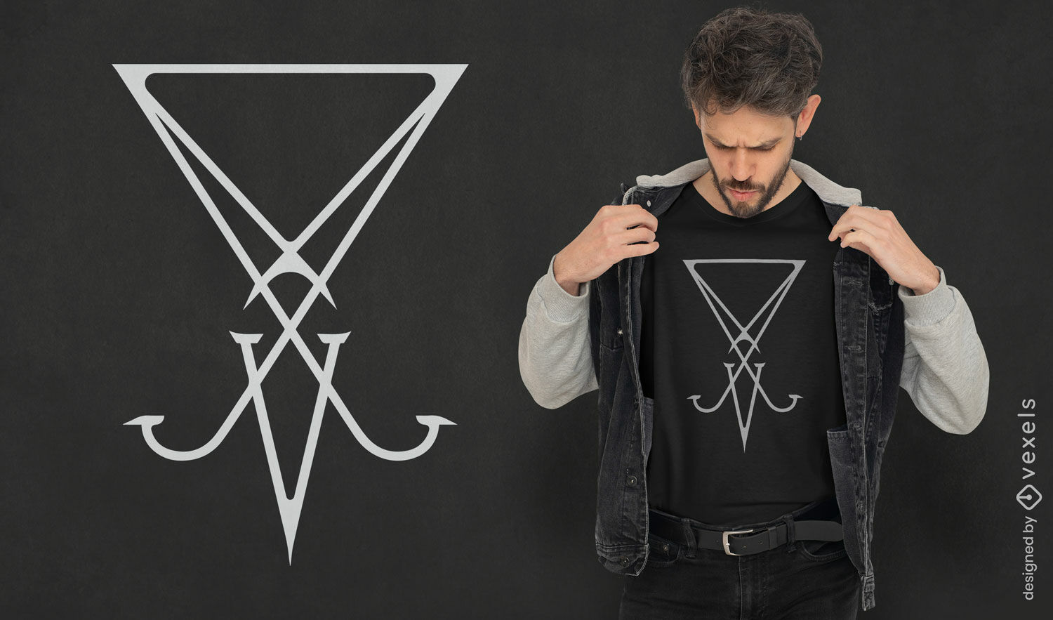 Diseño de camiseta con el símbolo de Lucifer.