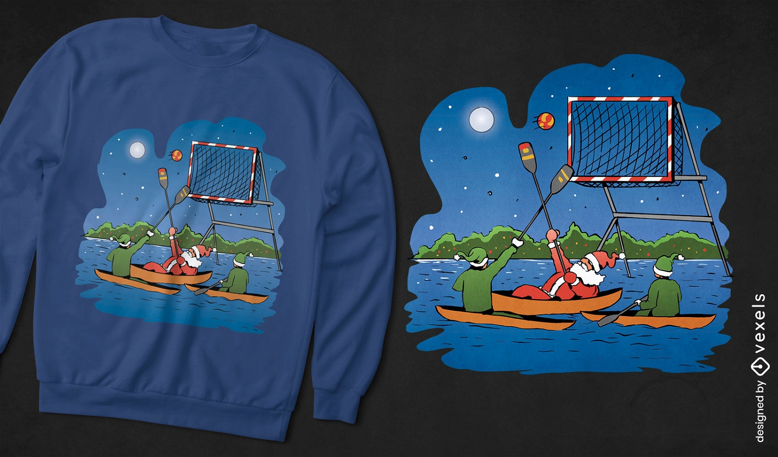 Santa Claus canoeing t-shirt design