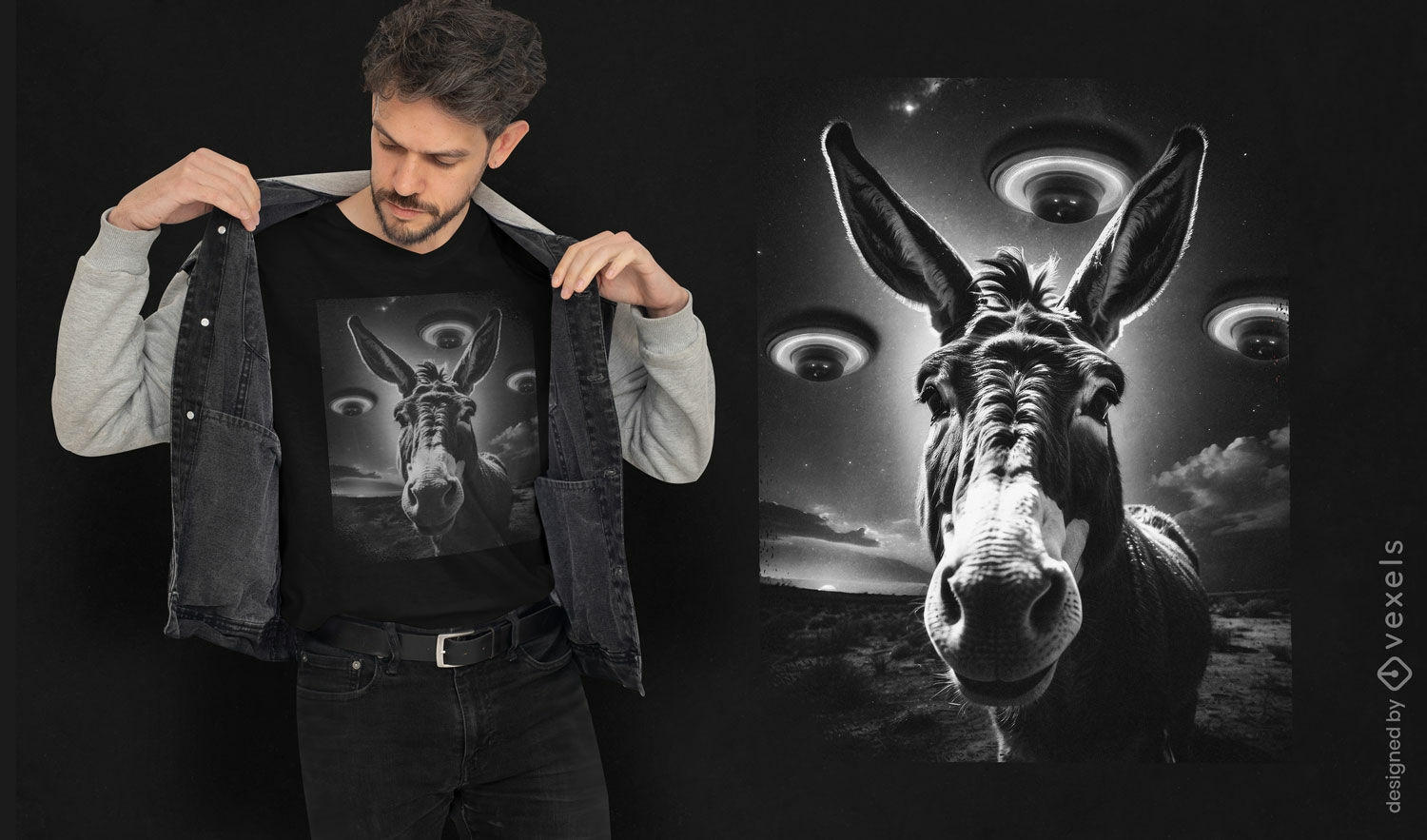 Diseño de camiseta burro ovni.