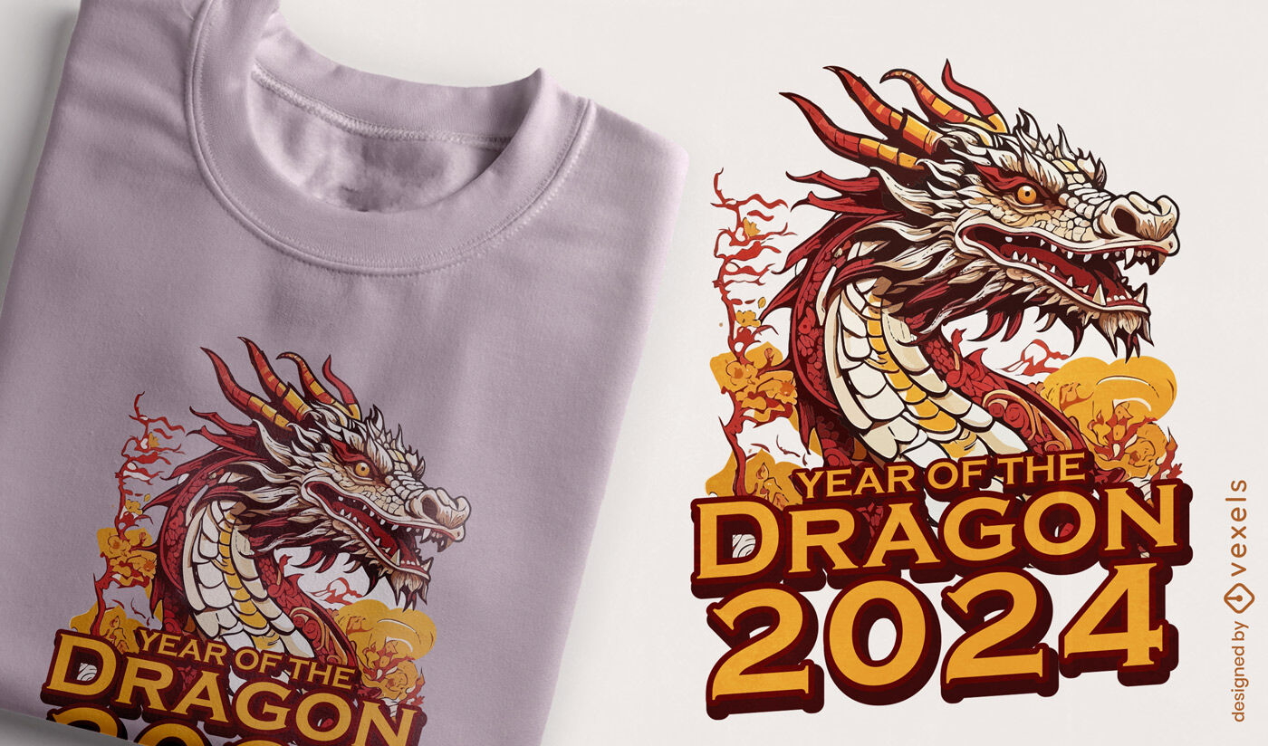 Diseño de camiseta del Año Chino del Dragón 2024.