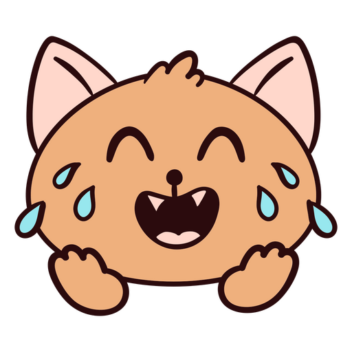 Lindo diseño de gato de dibujos animados con expresión juguetona. Diseño PNG