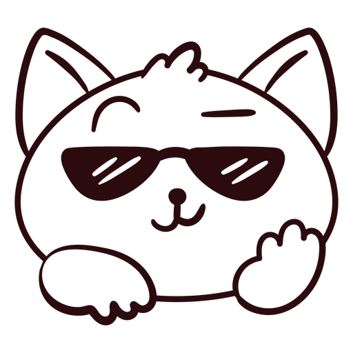 T-Shirt-Design mit verspielter Cartoon-Katze und Sonnenbrille PNG-Design