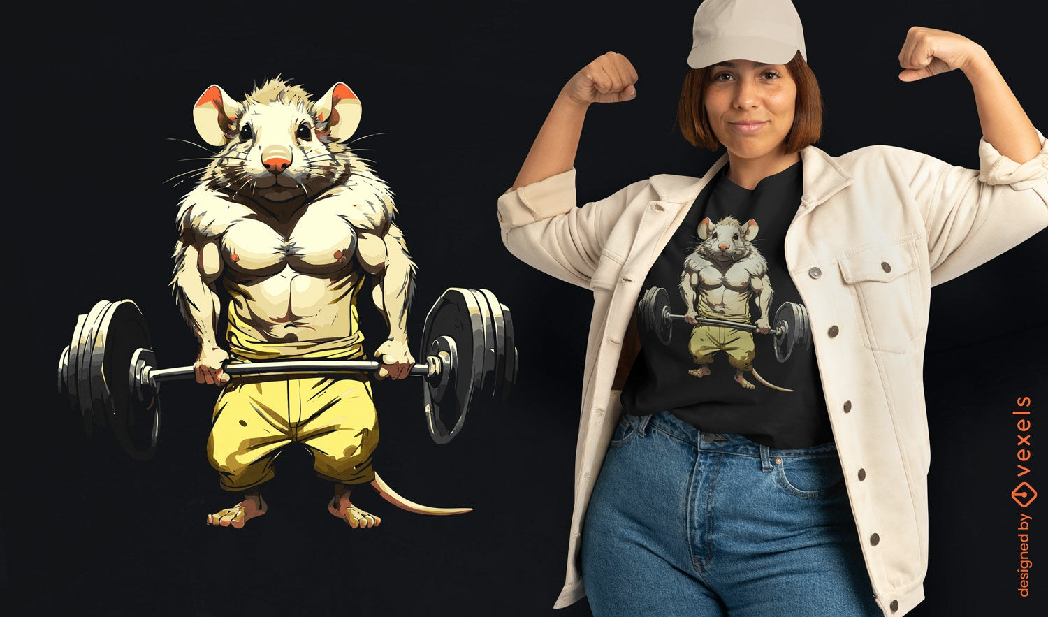 Muscular rat t-shirt design