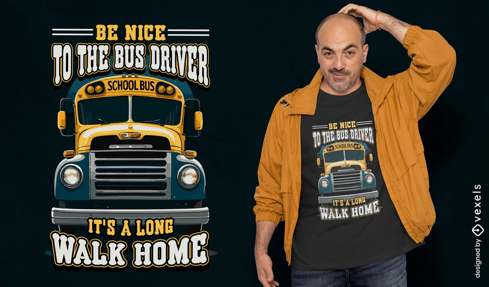 Design de camiseta de agradecimento ao motorista de ônibus escolar